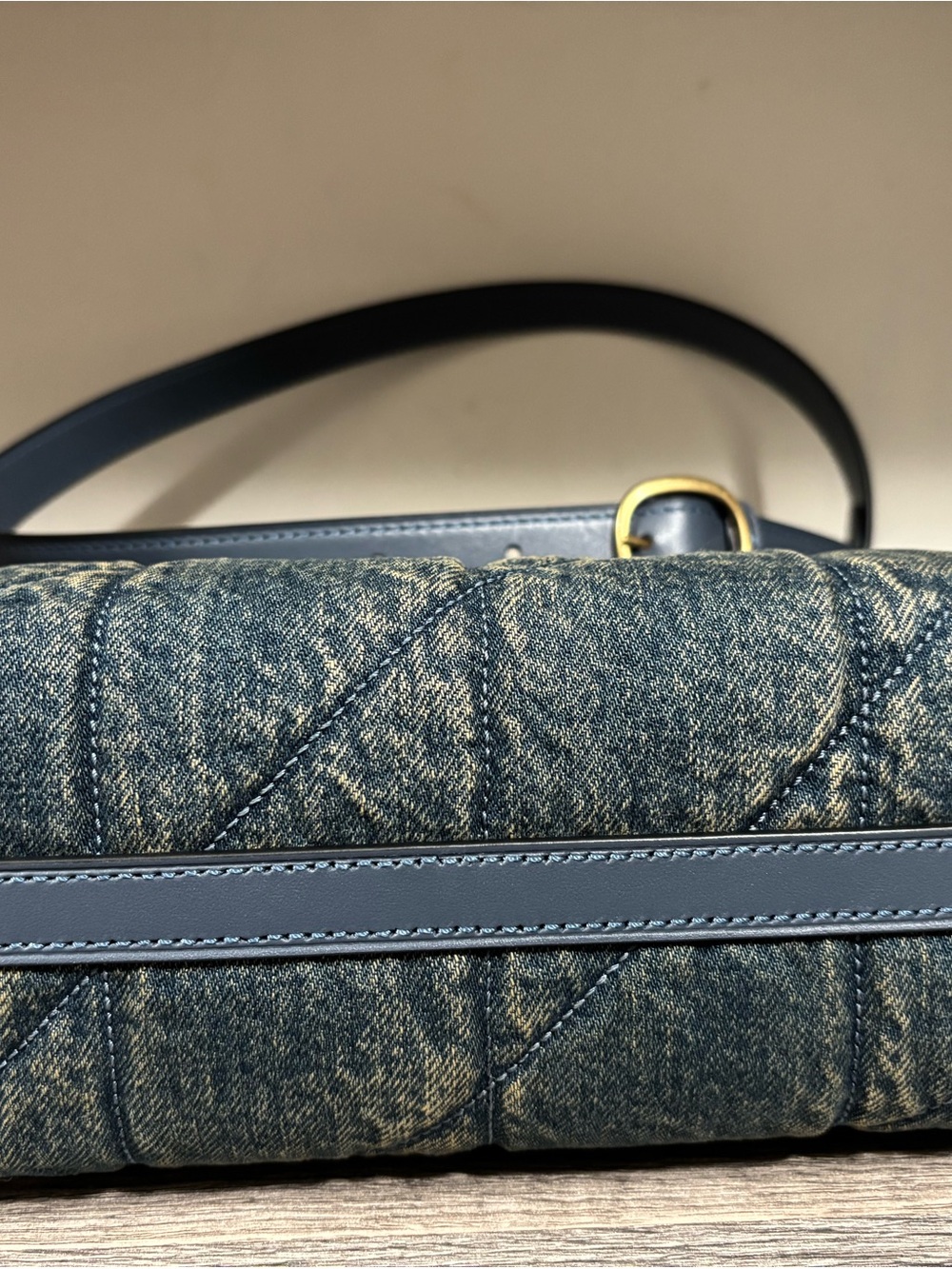 Coach Juliet Denim Quilted Shoulder Bag with Gold Chain - Blue - Picture 4 of 8